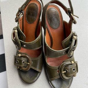 FRYE Olive Green Leather Slingback Sandal 7M